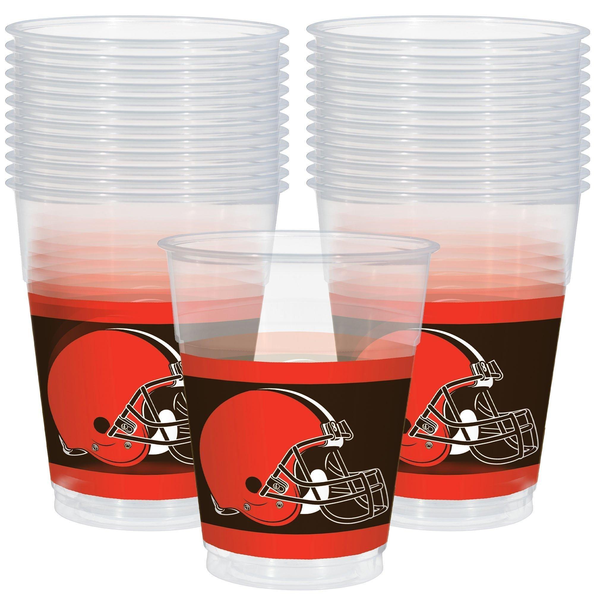 Cleveland Browns Party Supplies Pack for 18 Guests - Kit Includes Plates, Napkins, Table Cover, Cups, Cutlery, Serving Bowl, Banner Decoration & Centerpiece